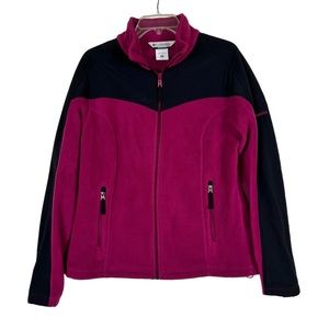 Columbia Fuchsia and Black Fleece Zip Up Jacket